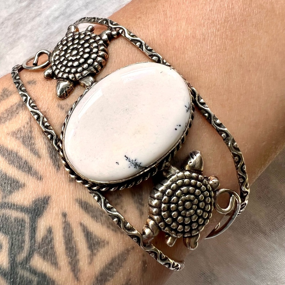 925 Peaceful Dendritic Agate Cuff Bracelet